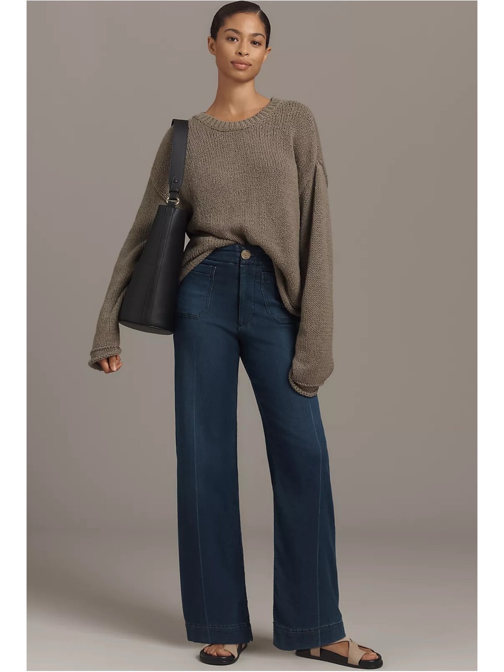 Anthropologie The Colette Knit Full-Length Wide-Leg Jeans 24P Petite